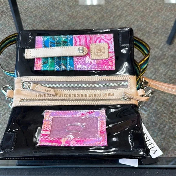 Consuela Black Crossbody Bag with Multicolor Strap The Rita - Picture 2 of 5